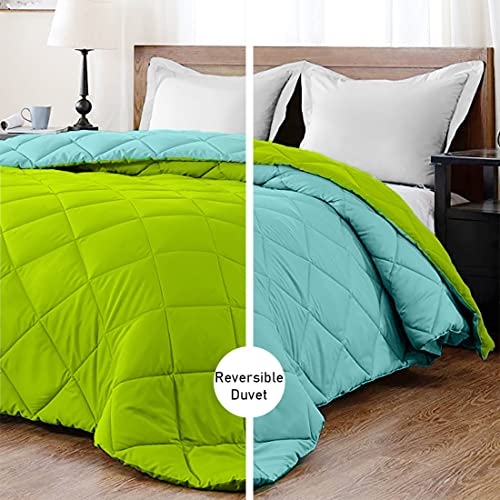 Image of AYKA Reversible Comforter 220 GSM Microfiber Reversible AC Comforter /Blanket for Winter /Quilt /Duvets for King Size Single Bed Comforter (60 * 90, Aqua & Green)