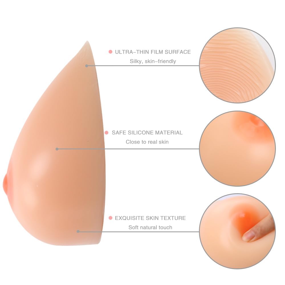 Selbstklebende Silikon Brustformen Falsche BrüSte für Mastektomie Prothese Transgender Crossdresser Cosplay B Cup 600g/Paar