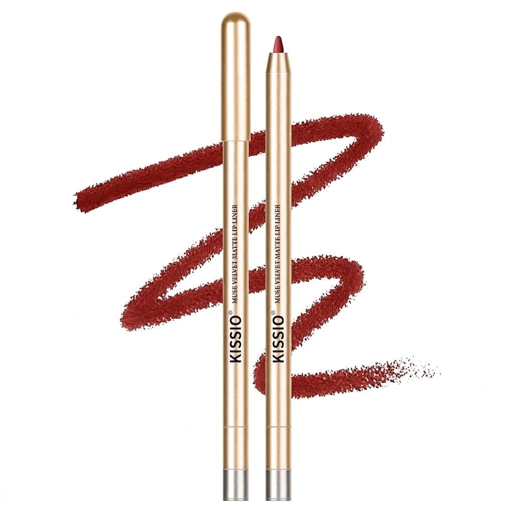 KISSIO Creamy Lip Liner Pencil - Long Lasting Waterproof Lip Pencil with Sharpener,Matte Finish,Highly Pigmented Non-Drying Lip Liner for Lips Contouring & Defining,Vegan Makeup (06 Fall into)