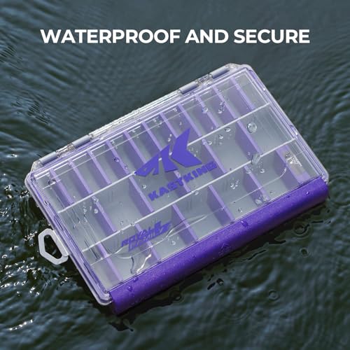 Image of KastKing HyperSeal Waterproof Tackle Box, 3600 and 3700 Tackle Trays, Fishing Tackle Box Organizer with Removable Dividers, Lure Box and Terminal Tackle Storage,Purple