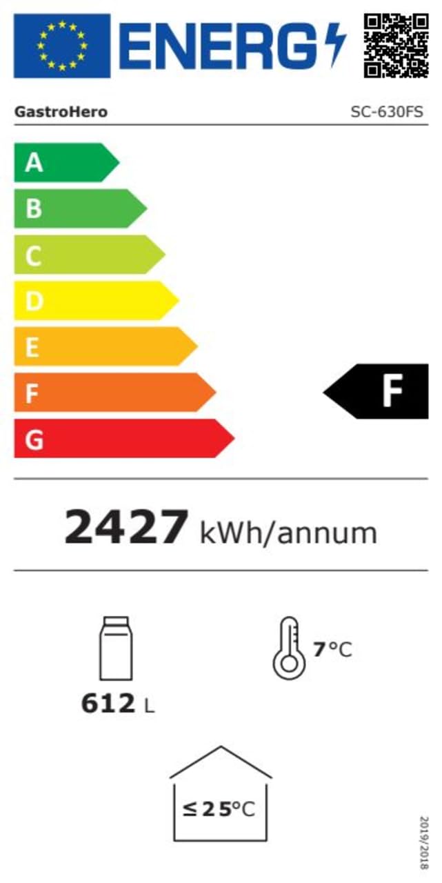 GastroHero Frigorifero per bevande Eco 630 con luce e ante scorrevoli, 8 ripiani regolabili, volume 630 l, porta in vetro, illuminazione interna, nero, per ristorazione e commerciale