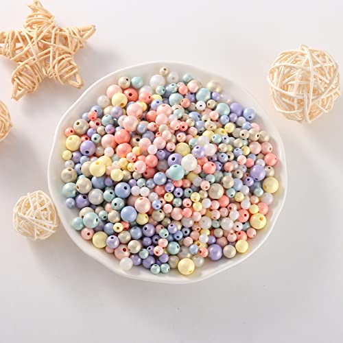 HERZWILD Colourful Acrylic Beads - 800 Pieces Art Beads for Jewellery Making DIY Necklaces & Bracelets (6/8/10 mm) - Image 3