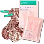 Patchology Rosé Toes Moisturizing Foot Mask – Shea Butter & Strawberry Scented Booties for Dry, Cracked Feet, Disposable Spa Socks with Resveratrol for Soothing Foot Care, Self-Care Essentials