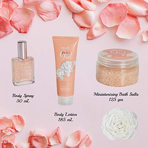 Draizee Home Spa Bath Gift Set for Womens and Girls w/ Refreshing Princess Flower Fragrance, 4 Pieces - Luxury Skin Care… - Image 3