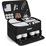 ANILD Golf Trunk Organizer, 2 Layer Golf Storage Case with Separate Ventilated Compartment for 2 Pair Shoes, for Balls, Tees, Clothes, Gloves, Accessories, Golfer Gifts