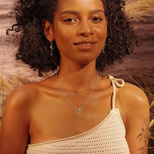 Image of Fettero Pendant Necklace Gold Choker Layered Coin Open Karma Circle Full New Crescent Moon 14K Gold Plated Simple Dainty Necklaces for Women Jewelry Gift