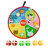 simpleheroes Kinder Klett Dartscheibe mit Kinder Tier Motiven und verstellbarem Klett-Haken für einen festen Halt zum Aufhängen inkl. 6 Bälle, Dart Wurf Spiel Scheibe für Groß und Klein, 28cm