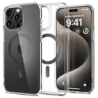 Spigen Ultra Hybrid MagFit Case for iPhone 15 Pro Max, Compatible with MagSafe Accessories [Anti-Yellowing] [Military-Grade Drop Protection] - Clear Carbon Fiber