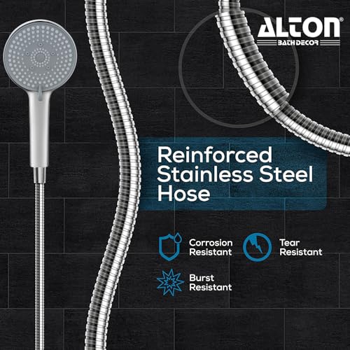 Image of ALTON QDRL5895 Brass Wall Mixer With 5-Function Hand Shower, SS-304 Grade 1.5 Meter Tube and Crutch, Chrome Finish