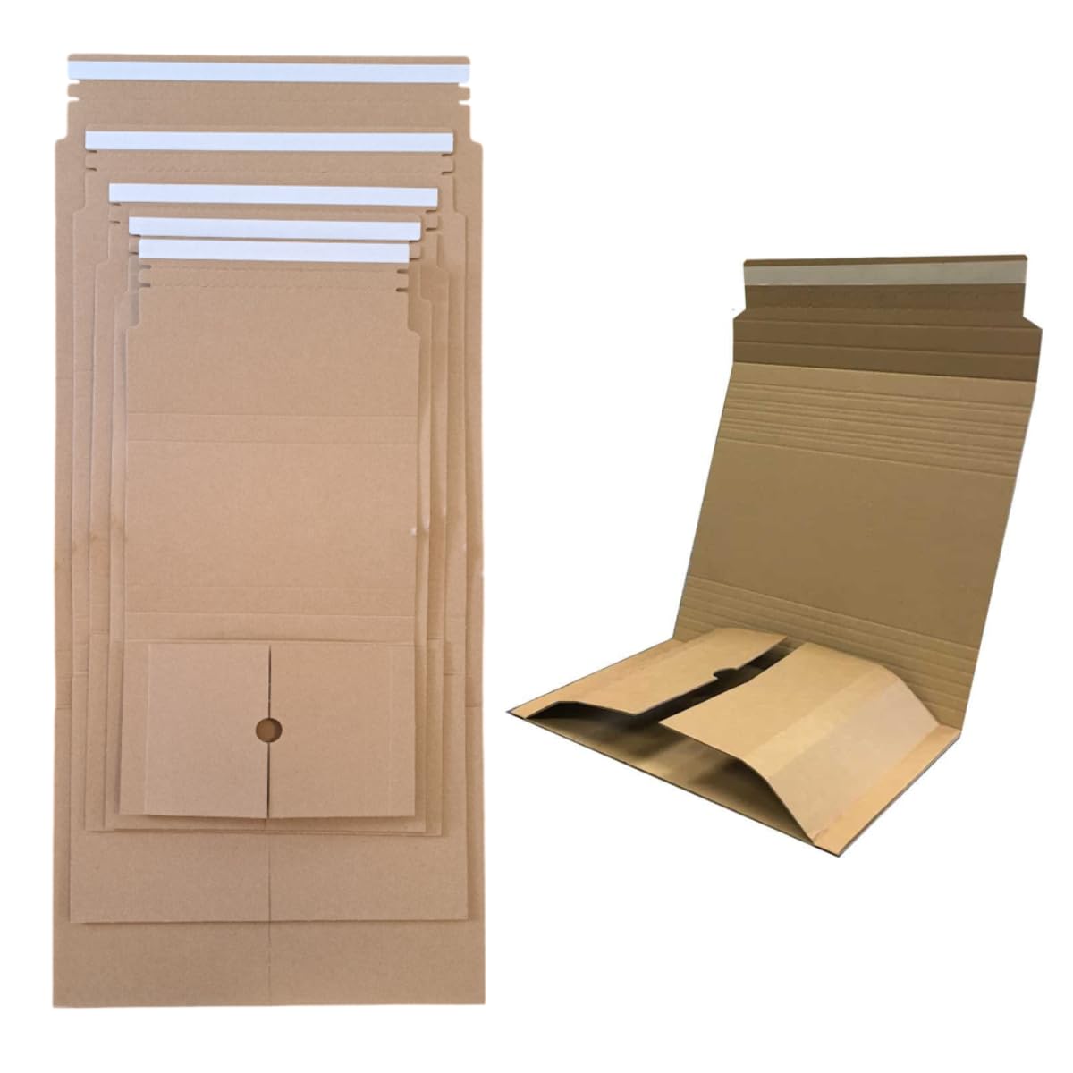50 x Cardboard Book Wrap Mailers BR1 (195 x 140 x up to 60mm) for Books, DVDs, Games - Secure Self-Seal Postal Packaging Boxes For Secured Shipping - Eco-Friendly & Recyclable by Crystal Mailing