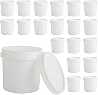 AKOLAFE 20 Pack 1 Quart Plastic Paint Buckets with Lids - 1/4 Gallon Empty Paint Cans, 2 Pint Rust-Free PP Pails for Leftover Paint Storage