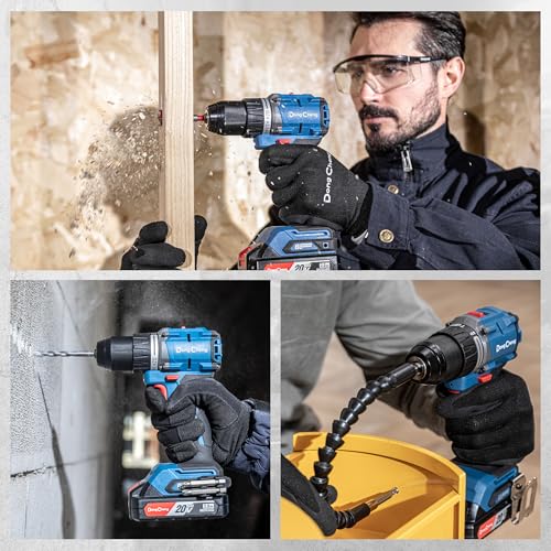 Image of Dong Cheng 20V Brushless Heavy-duty Impact Drill Bare Tool, 531 in.lbs, 1 /2 inch Keyless All Metal Chuck, 20+1+1 Clutch for Drilling Brick Wall, Metal, Wood (Bare Tool)