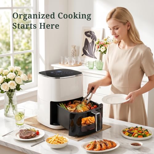 Image of Air Fryer, 6QT Airfryer with Viewing Window, 12-in-1 Digital Air Fryer Oven, 400F Fast Heating, Nonstick & Dishwasher Safe Square Basket, Air Fry, Roast, Bake, Reheat, Dehydrate for Family Meals