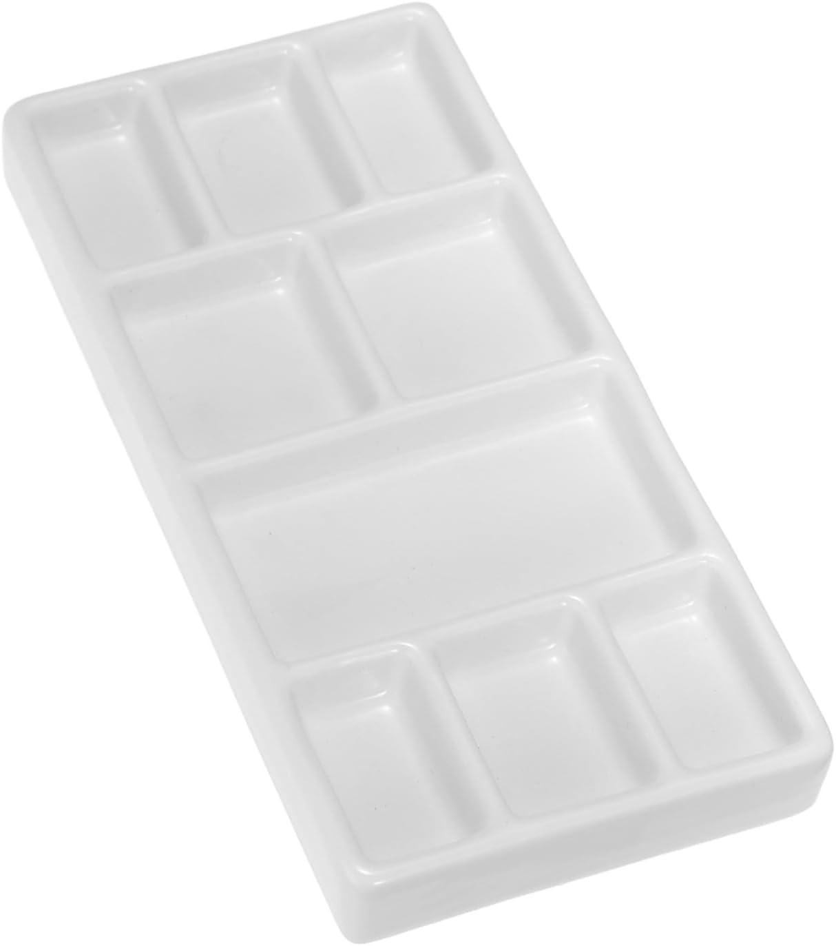 Ceramic Color Mixing Plate Rectangular Pigment Holder for Watercolor and Oil Painting Easy to Clean Artist Tray for Color Mixing and Painting Supplies White