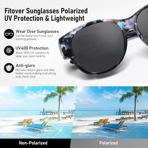 Image of HAOLOTA Fit Over Glasses Sunglasses for Women Polarized