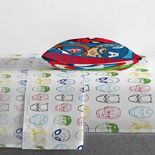 Marvel Super Hero Adventures Double Team 4 Piece Twin Bed Set - Includes Reversible Comforter & Sheet Set Bedding Features Avengers - Super Soft Fade Resistant Microfiber (Official Marvel Product) #TOP3
