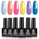 Beetles SCHOOLS IN SESSION Gel Nail Polish Set for Spring Summer, 6 Colors Pastel Blue Pink Yellow Gel Polish Kit Gel Nail Art Design Soak Off Nail Cure Nail Polish Gel Manicure Kit Holiday Set
