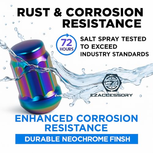 Image of 20 Neo Chrome Spline Drive Small Diameter Acorn 12x1.5 Neo Chrome Lug Nut Kit with Key