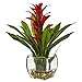 Nearly Natural 6897-RD Bromeliad with Glass Vase Arrangement, P