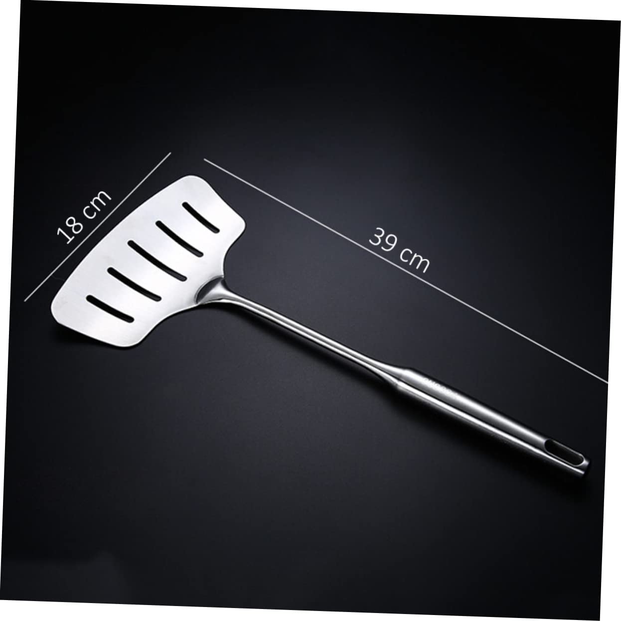 Unomor Stainless Steel Wide Flat Spade Fryer Scoop Fish Flipper Slotted Turner Pizza Shovel Cooking Tool