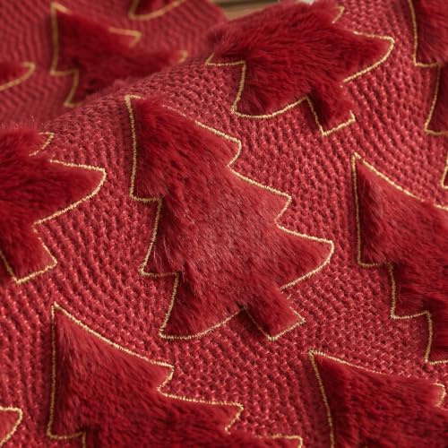 Artoid Mode Red Soft Plush Faux Fur Christmas Tree Embroidered Edges Christmas Table Runner, Holiday Kitchen Dining Table Decoration for Home Party Decor 13x72 Inch by Artoid Mode - Used condition - Image 6