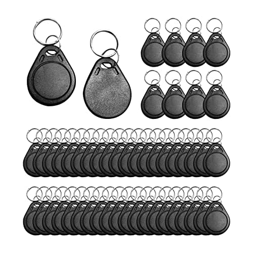 50PCS ID 125KHz RFID Key Tag Writable Rewritable T5577 Key Fob Tag for RFID Writer Black (Original Blank Chip)