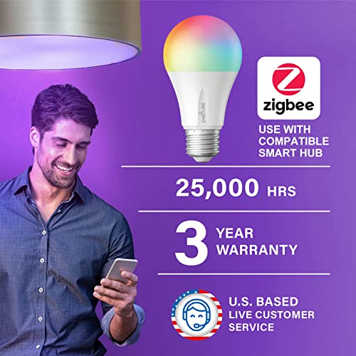 Sengled Alexa Light Bulb, Zigbee Bulb Smart Hub Required, Works With Alexa And Smartthings, Voice Control With Echo Show 10 With Built-In Hub, Color Changing 60W Equivalent A19 Smart Light Bulbs, 4Pk #TOP1