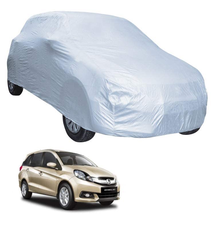 Image of Auto Hub Car Cover Compatible with Mobilio with Mirror Pocket, Water Resistant, Triple Stitched, Mobilio Car Cover- Plain Silver