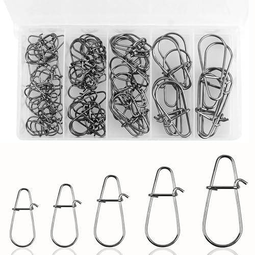 Crankbait Snaps Fishing Clips Set for Bass Lure,100pcs/250 Stainless Steel Fishing Snap Duo Lock Quick Change Speed Clips Fishing Hook Lure Connector Fishing Tackle Saltwater Freshwater 100pcs
