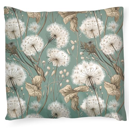 PinkZebra Taie d'oreiller 80 x 80 cm en 100 % coton, housse de coussin certifiée Öko-Tex Standard 100, housses avec fermeture éclair, pissenlit vert