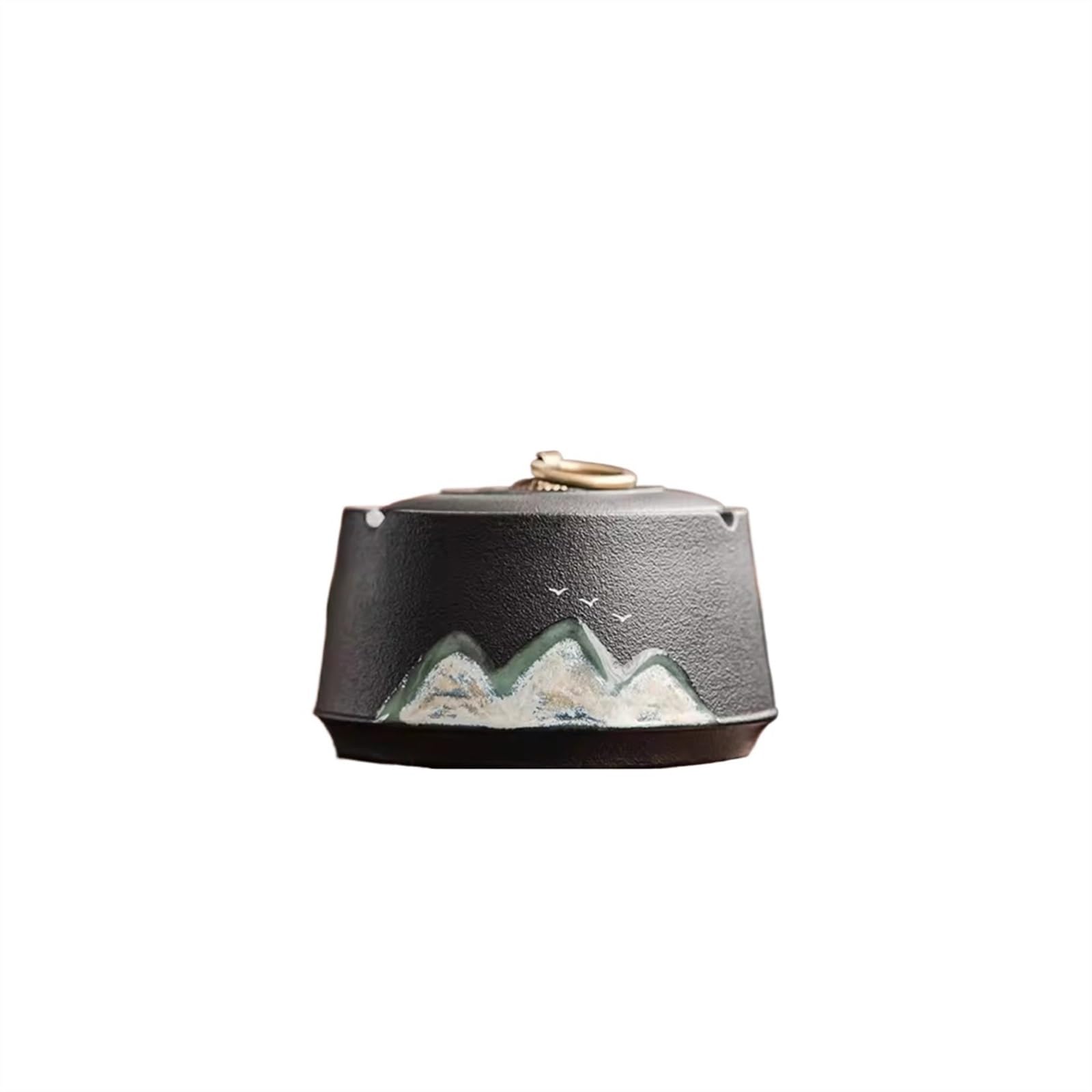Wqqyu6hkf One Color Indoor Decorative Ceramic Ashtray Vintage Desktop Decorations With Lid For Desktop