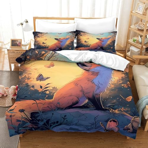 Housse de couette renard forêt pour chambre cocooning lit - 3