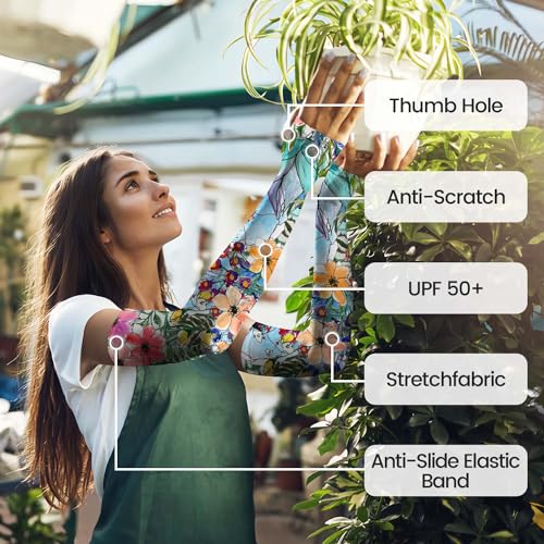 Mangas de jardineria YPHCDO contra espinas y sol con agujero para el pulgar para hombre y mujer 3