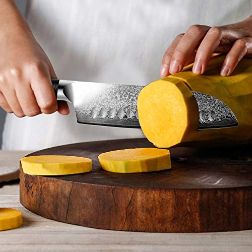 image for LEVINCHY Damascus Santoku Knife 7 inch Professional Japanese Damascus 