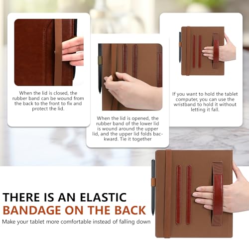 Image of E NET-CASE Case for 10.3 inch Boox Note Air 5 C (2025) / Note Air4 C (2024) / Note Air3 C / Air3 B /W (2023), 360 Rotating Stand Cover with Pen Holder /Hand Strap, Auto Sleep /Wake (Brown)