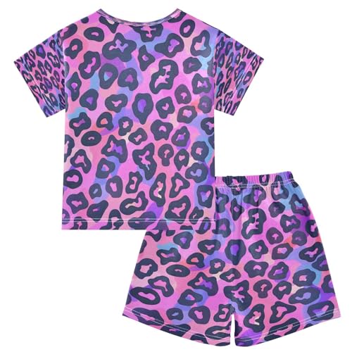 senya Short Sleeve Pajamas Sets Summer Cotton Sleepwear Pink Leopard Print2
