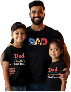 Bouncy Toonz Matching T-Shirts for Dad, Daughter, and Son – Family Matching Combo - Cotton Regular Fit, Perfect for Family... Price In India