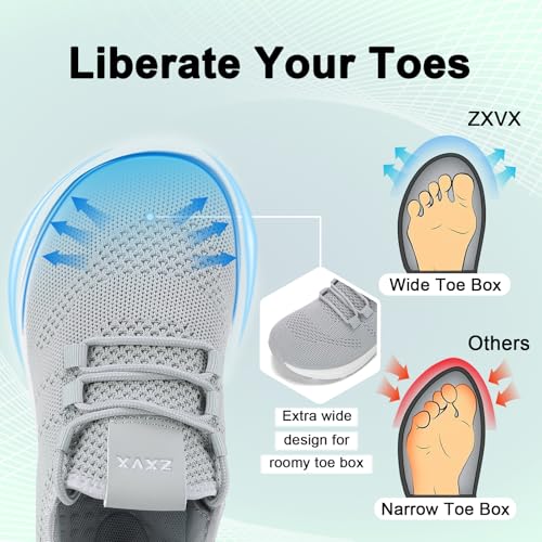 Wide Toe Box Shoes Women Non-Slip Wide Width Sneakers Ultra Light Extra Wide Road Running Shoes for Women Breathable Tennis Walking Gym Workout Trainer 6-122