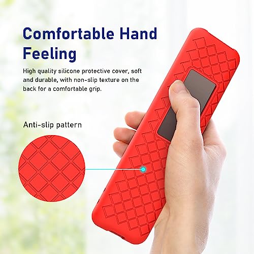 Image of Silicone TV Remote Cover Compatible with Samsung Smart TV Remote 2023 BN59-01432G BN59-01432A (Samsung Smart TV 2023 Model Solar Remote Cover, Red - Style 1)