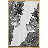 SIGNWIN Framed Canvas Print Wall Art Black and Gray Brushstroke Formation Abstract Patterns Watercolor Modern Art Decorative Elements Relax/Calm Cool for Living Room, Bedroom, Office - 16