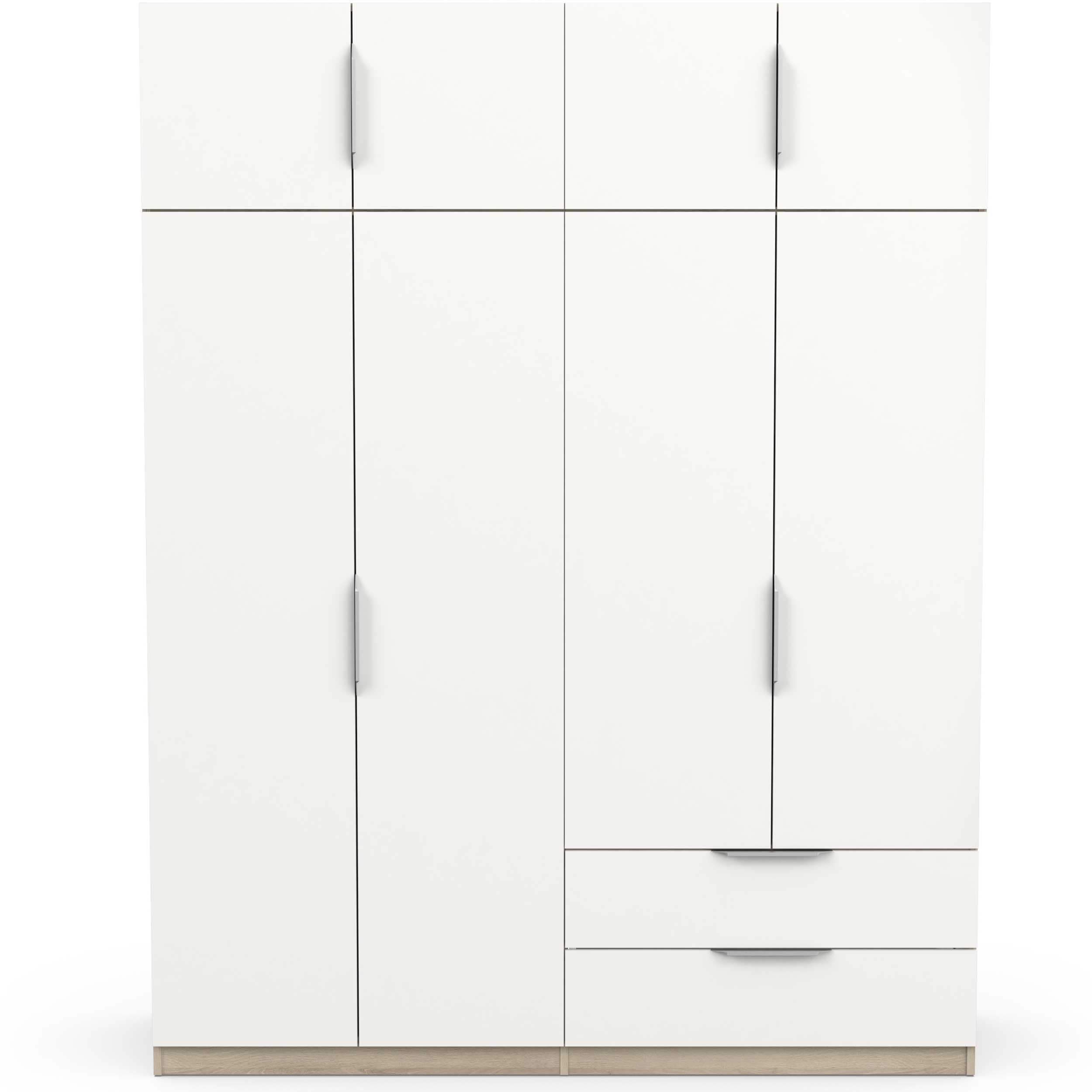 Demeyere 391387 Vestidor con Armario Moderno 8 Puertas 5 estantes 2 cajones, Color Roble Kronberg y Blanco Mate, 157,3 x 51,1 x 203 cm, Madera de ingeniería, Gris