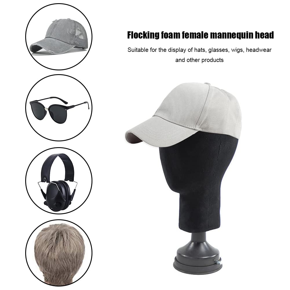 Floccaggio Schiuma Manichino Testa Modello Fotografia Accessori Adulti Manichino Testa Muffa Parrucche Occhiali Presentiere Nero