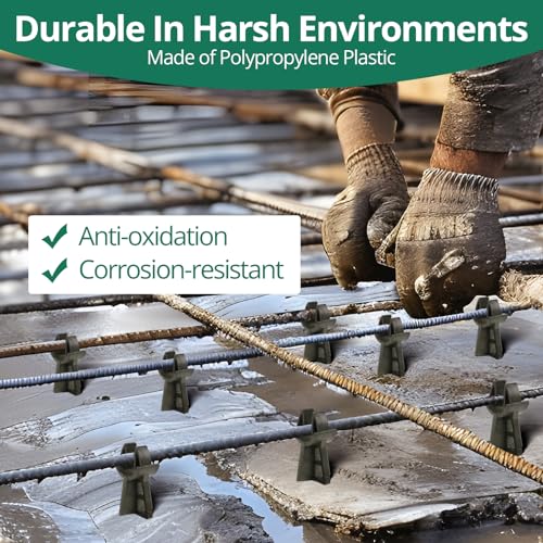 Strasee 50Pcs 2\" Snap Rebar Chairs Fit Rebar Size #3-#5 Heavy Duty Plastic Rebar Chair for Concrete Rebar Support Durable Rebar Stand Rebar Holder M076