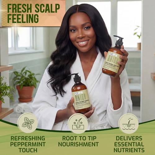 Image of Onion Shampoo and Conditioner Set - Sulfate Free Thickening Formula for Men and Women - Paraben Free Volumizing Set for Thin, Fine Hair - Volume Boosting Salon Professional Care - 16 Fl Oz (Set of 2)