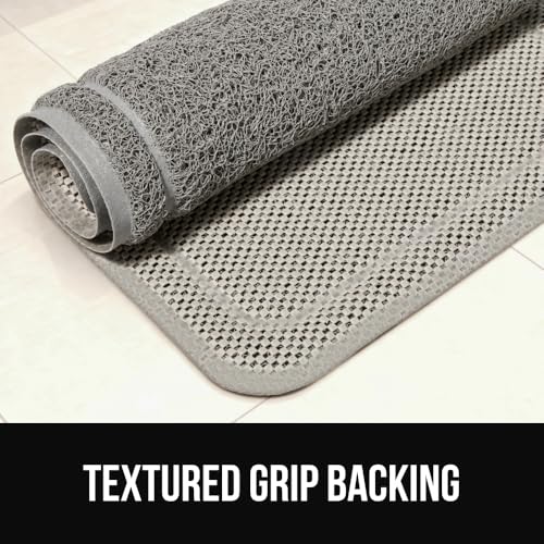 Image of GORILLA GRIP Exfoliating Bath and Shower Mat, Textured Backing, 35x16 Soft Loofah-Style Foot Scrubber for Outside or Inside Bathtub, Quick Dry Easy Drainage Tub Floor Mats, Bathroom Essentials, Gray