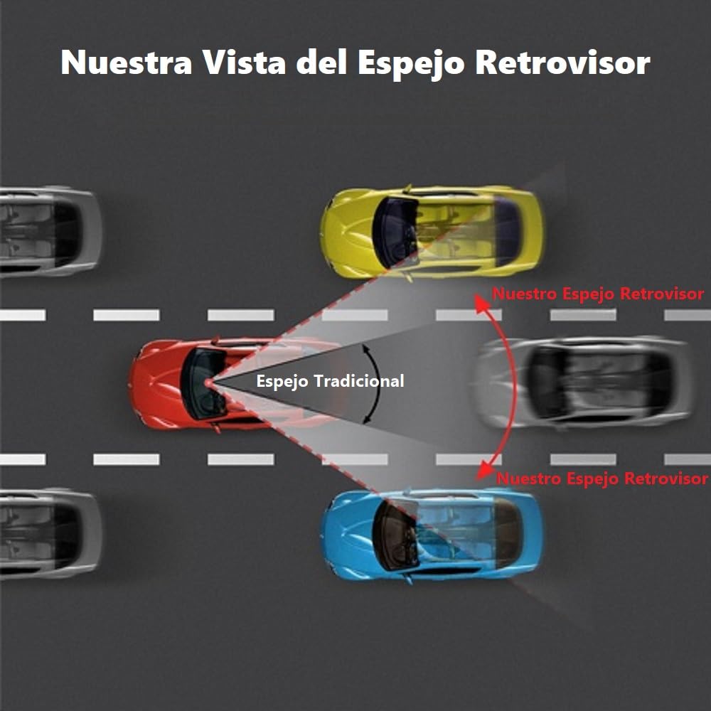 Espejo Retrovisor Antideslumbrante con Correa en el Interior del Vehículo de 30 * 8 cm, Espejo Retrovisor Panorámico Gran Angular para Automóvil, SUV y Camionetas