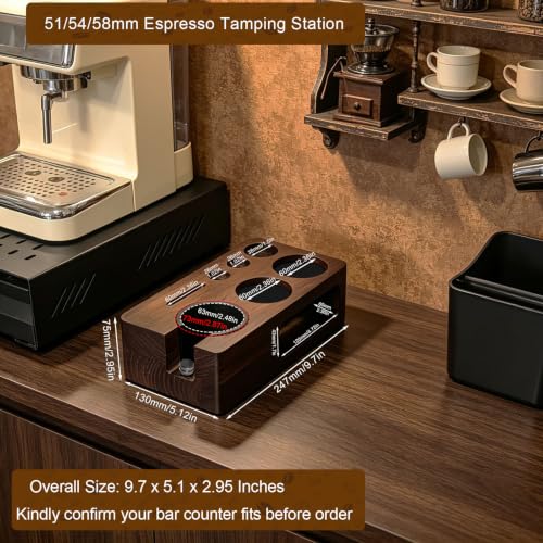 Upgraded Espresso Tamping Station,Espresso Accessories Organizer,Multi-Functional Coffee Accessories Tamper Station,Tamping Station Fit For Standard Portafilter (Brown, 51-54mm) by NMW earthmone - Used condition - Image 2