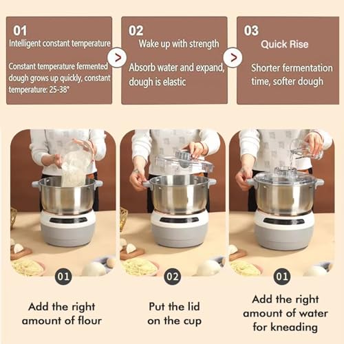 Teigknetmaschine mit Fermentationsfunktion, elektrischer Mixer zum Backen, kompaktes Antihaft-Design für effiziente Teigzubereitung