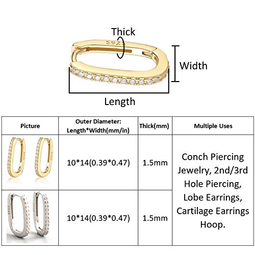 U-Shape Mini Hoop Earrings 925 Sterling Silver Cz Huggie Hoop Earrings Hinged Oval Ear Piercing Jewelry #TOP4