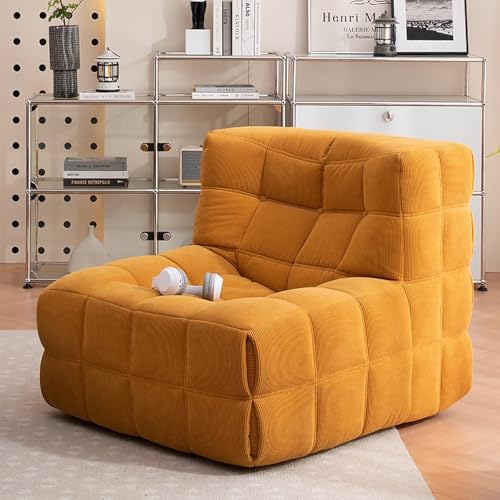 DKPLOE Sofá de Pana Ligero Y PortáTil Ahorra Espacio no Requiere Montaje Ideal para Salas de Estar Dormitorios Y Estudios(Amarillo)